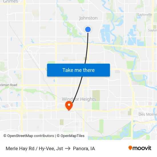 Merle Hay Rd / Hy-Vee, Jst to Panora, IA map