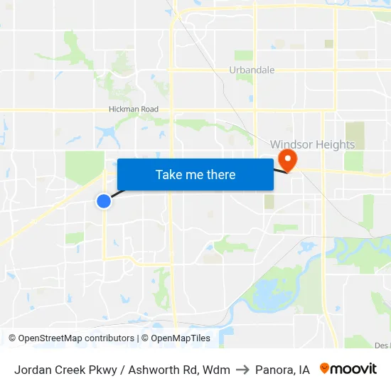 Jordan Creek Pkwy / Ashworth Rd, Wdm to Panora, IA map