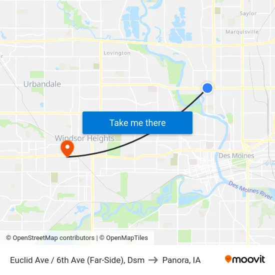 Euclid Ave / 6th Ave (Far-Side), Dsm to Panora, IA map