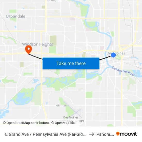 E Grand Ave / Pennsylvania Ave (Far-Side), Dsm to Panora, IA map