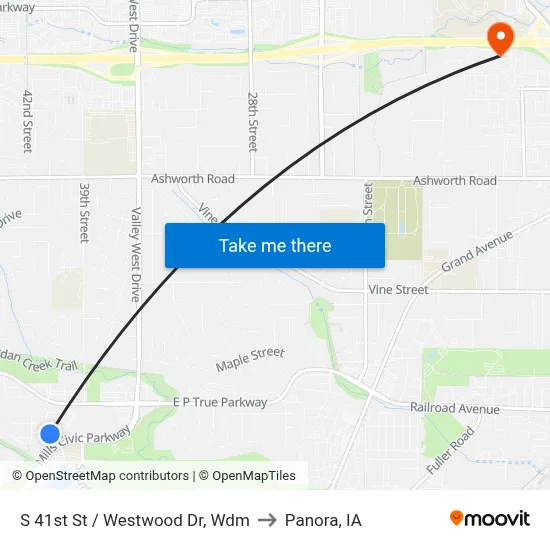 S 41st St / Westwood Dr, Wdm to Panora, IA map