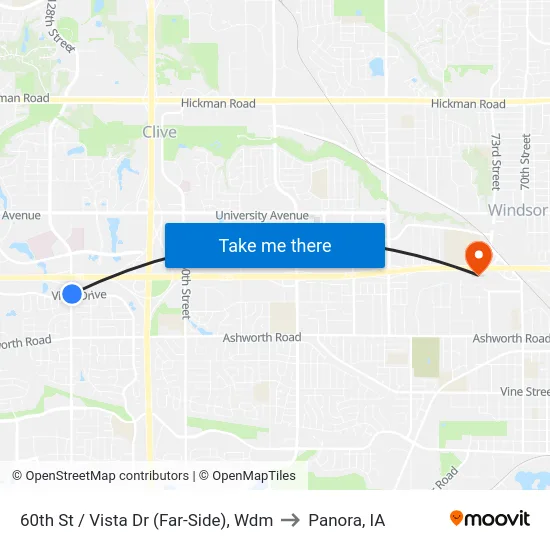 60th St / Vista Dr (Far-Side), Wdm to Panora, IA map