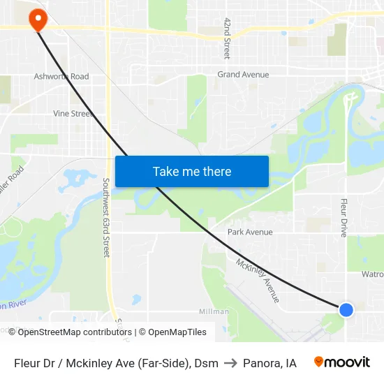 Fleur Dr / Mckinley Ave (Far-Side), Dsm to Panora, IA map