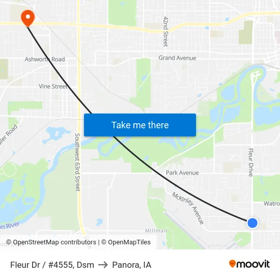 Fleur Dr / #4555, Dsm to Panora, IA map