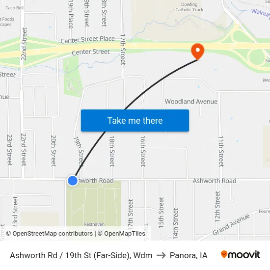 Ashworth Rd / 19th St (Far-Side), Wdm to Panora, IA map