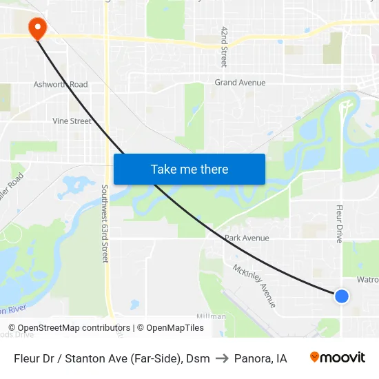 Fleur Dr / Stanton Ave (Far-Side), Dsm to Panora, IA map