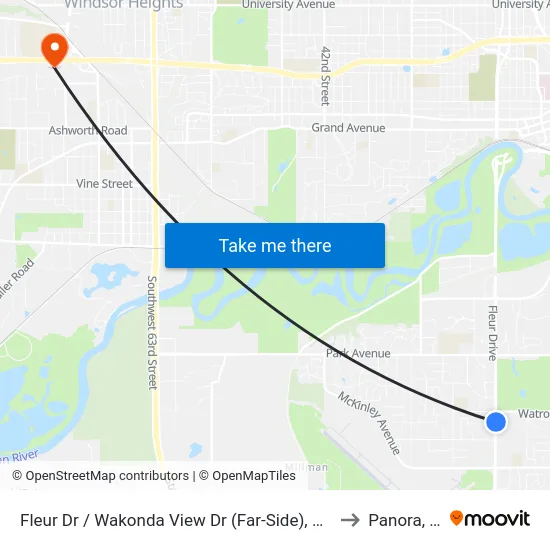 Fleur Dr / Wakonda View Dr (Far-Side), Dsm to Panora, IA map