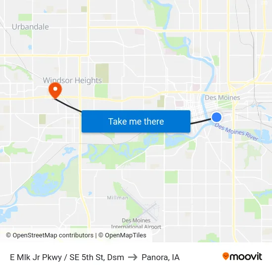 E Mlk Jr Pkwy / SE 5th St, Dsm to Panora, IA map