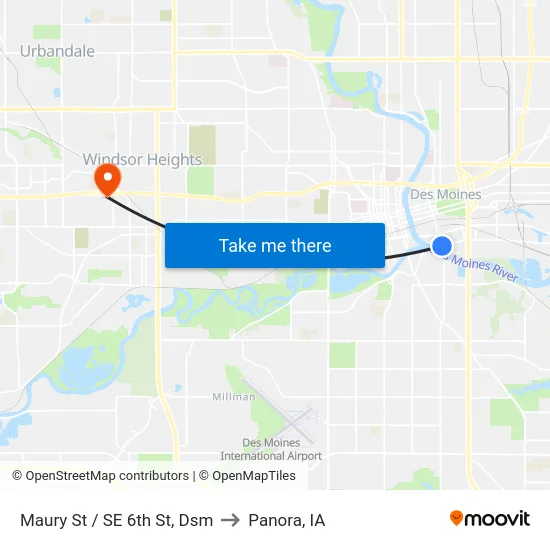 Maury St / SE 6th St, Dsm to Panora, IA map