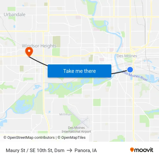 Maury St / SE 10th St, Dsm to Panora, IA map