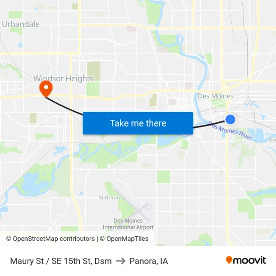 Maury St / SE 15th St, Dsm to Panora, IA map