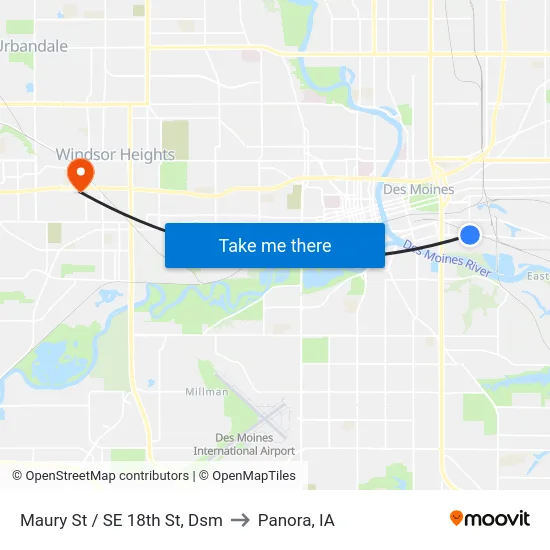 Maury St / SE 18th St, Dsm to Panora, IA map
