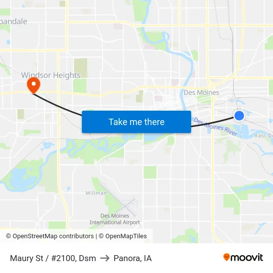 Maury St / #2100, Dsm to Panora, IA map