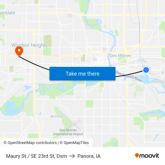 Maury St / SE 23rd St, Dsm to Panora, IA map