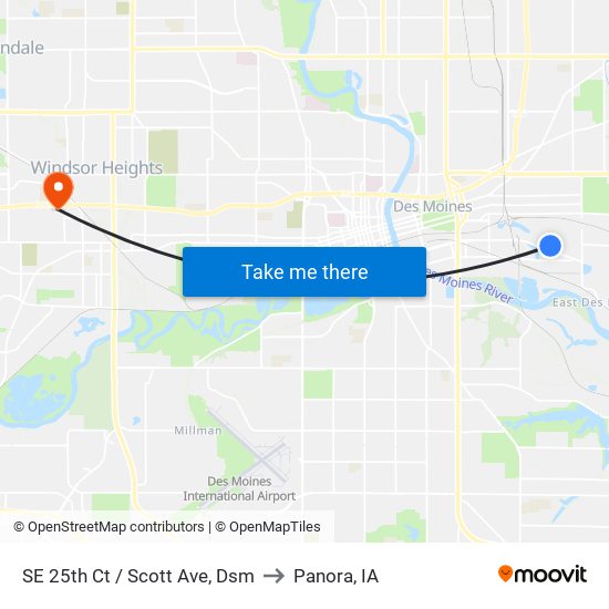 SE 25th Ct / Scott Ave, Dsm to Panora, IA map