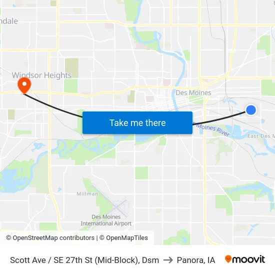 Scott Ave / SE 27th St (Mid-Block), Dsm to Panora, IA map