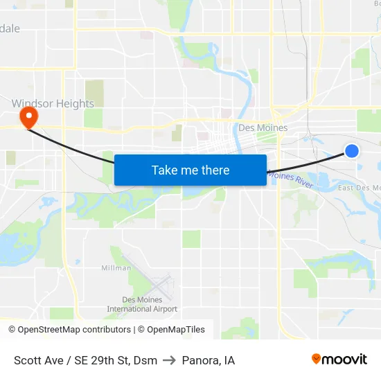 Scott Ave / SE 29th St, Dsm to Panora, IA map