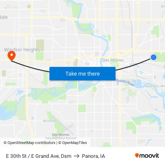 E 30th St / E Grand Ave, Dsm to Panora, IA map