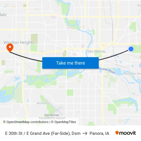 E 30th St / E Grand Ave (Far-Side), Dsm to Panora, IA map