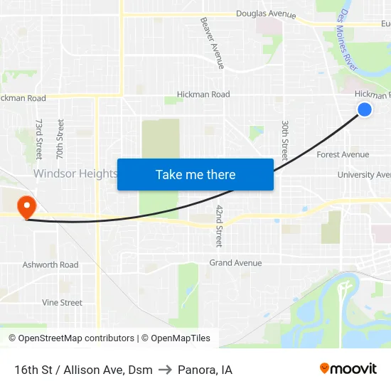 16th St / Allison Ave, Dsm to Panora, IA map