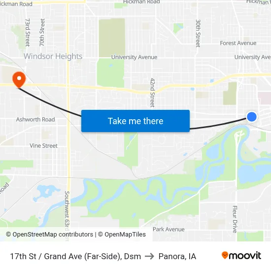 17th St / Grand Ave (Far-Side), Dsm to Panora, IA map