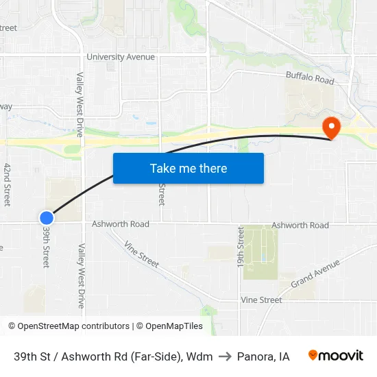 39th St / Ashworth Rd (Far-Side), Wdm to Panora, IA map