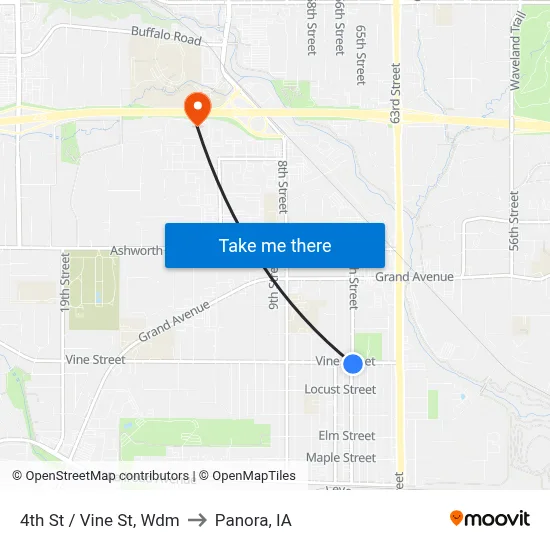 4th St / Vine St, Wdm to Panora, IA map