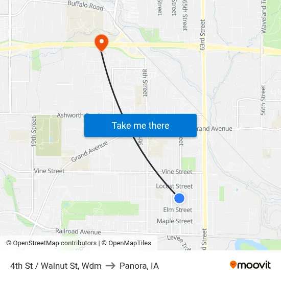 4th St / Walnut St, Wdm to Panora, IA map