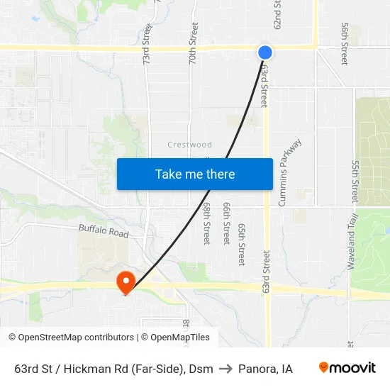 63rd St / Hickman Rd (Far-Side), Dsm to Panora, IA map