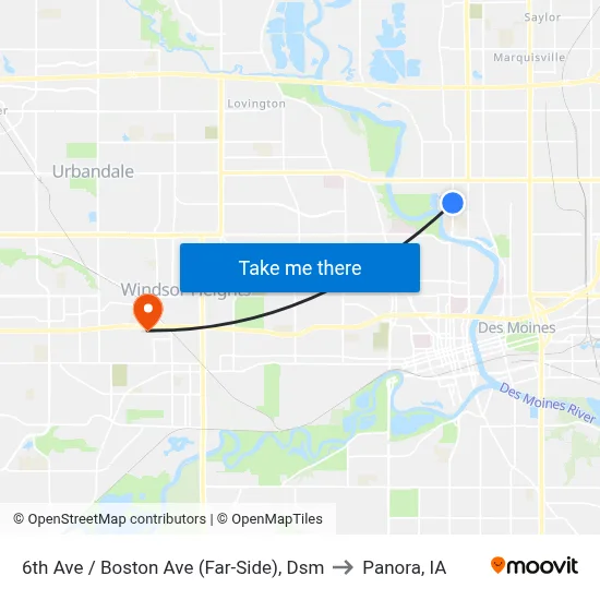 6th Ave / Boston Ave (Far-Side), Dsm to Panora, IA map
