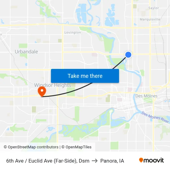 6th Ave / Euclid Ave (Far-Side), Dsm to Panora, IA map