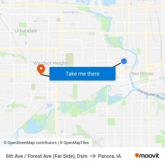 6th Ave / Forest Ave (Far-Side), Dsm to Panora, IA map