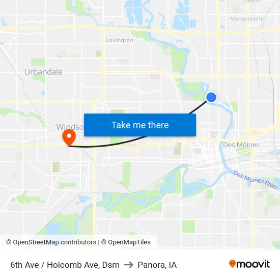 6th Ave / Holcomb Ave, Dsm to Panora, IA map