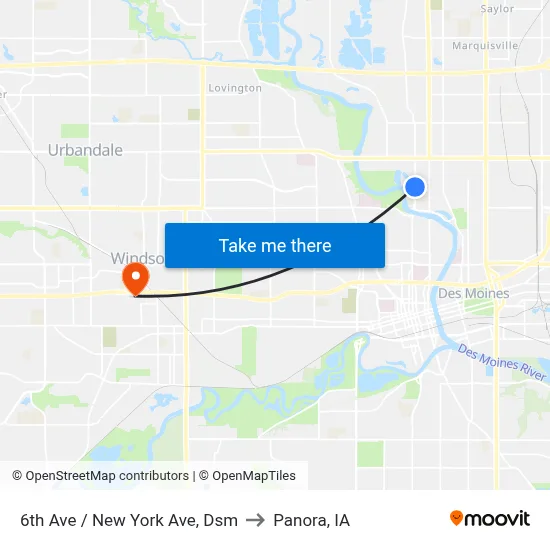 6th Ave / New York Ave, Dsm to Panora, IA map