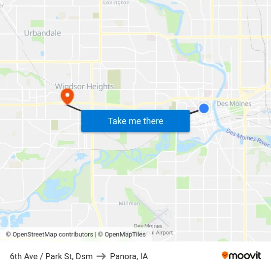 6th Ave / Park St, Dsm to Panora, IA map