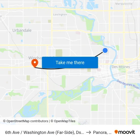6th Ave / Washington Ave (Far-Side), Dsm to Panora, IA map