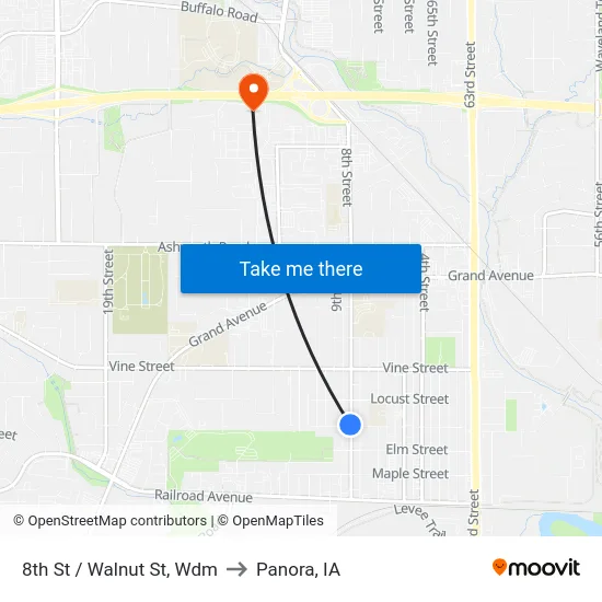 8th St / Walnut St, Wdm to Panora, IA map