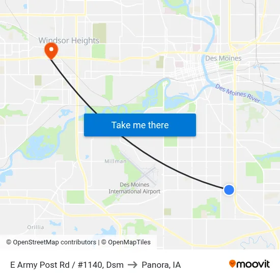 E Army Post Rd / #1140, Dsm to Panora, IA map