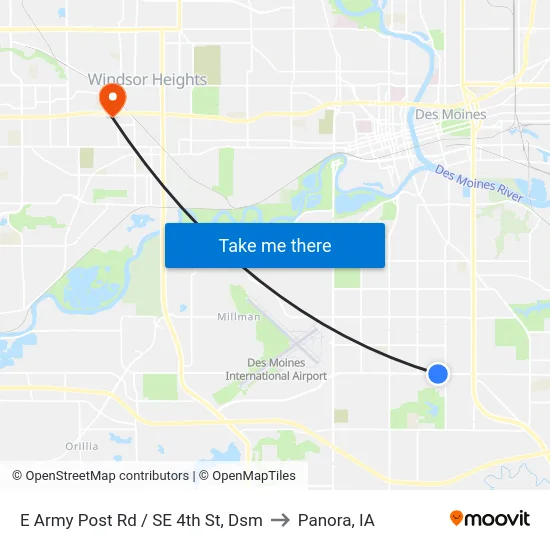E Army Post Rd / SE 4th St, Dsm to Panora, IA map