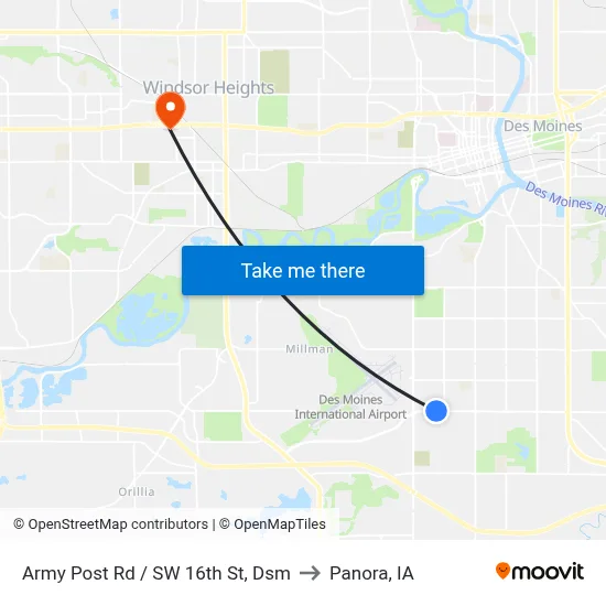 Army Post Rd / SW 16th St, Dsm to Panora, IA map