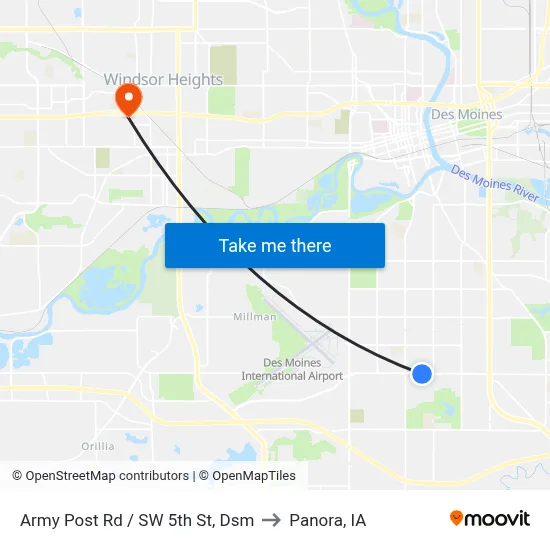 Army Post Rd / SW 5th St, Dsm to Panora, IA map