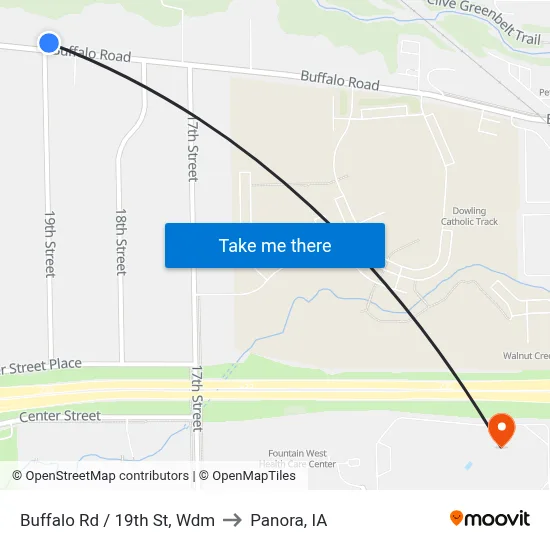 Buffalo Rd / 19th St, Wdm to Panora, IA map