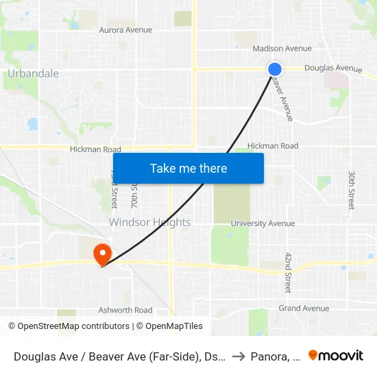 Douglas Ave / Beaver Ave (Far-Side), Dsm to Panora, IA map
