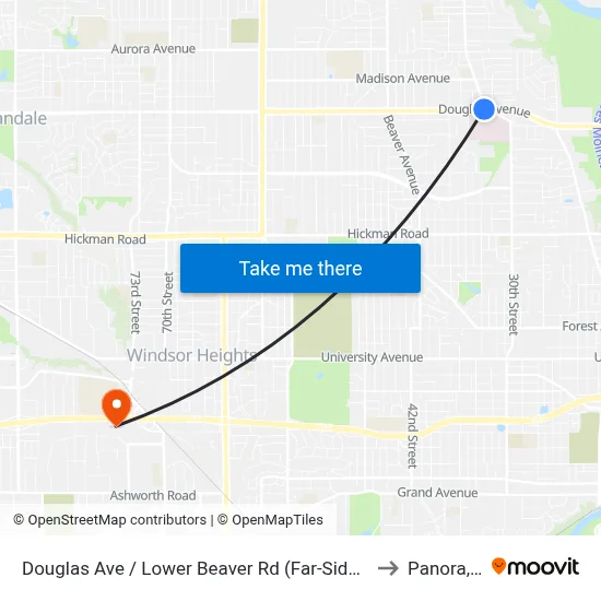 Douglas Ave / Lower Beaver Rd (Far-Side), Dsm to Panora, IA map