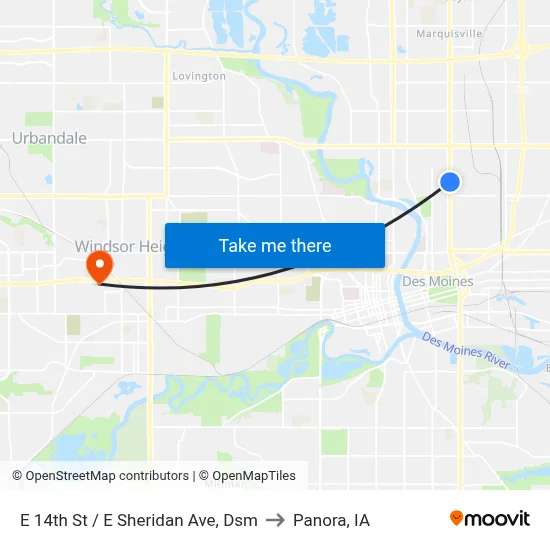 E 14th St / E Sheridan Ave, Dsm to Panora, IA map