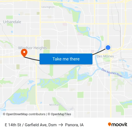 E 14th St / Garfield Ave, Dsm to Panora, IA map