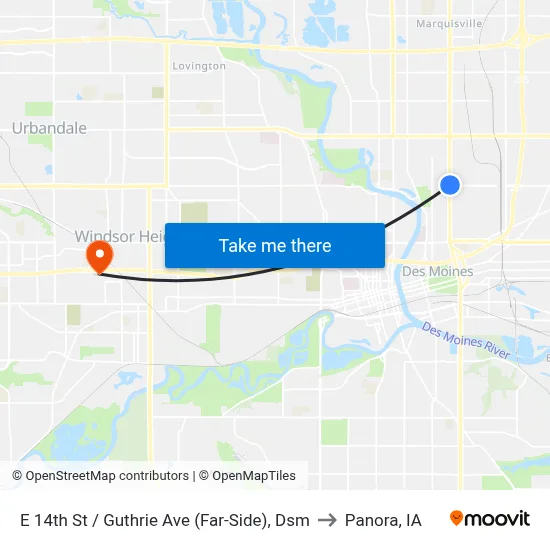 E 14th St / Guthrie Ave (Far-Side), Dsm to Panora, IA map