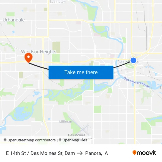 E 14th St / Des Moines St, Dsm to Panora, IA map