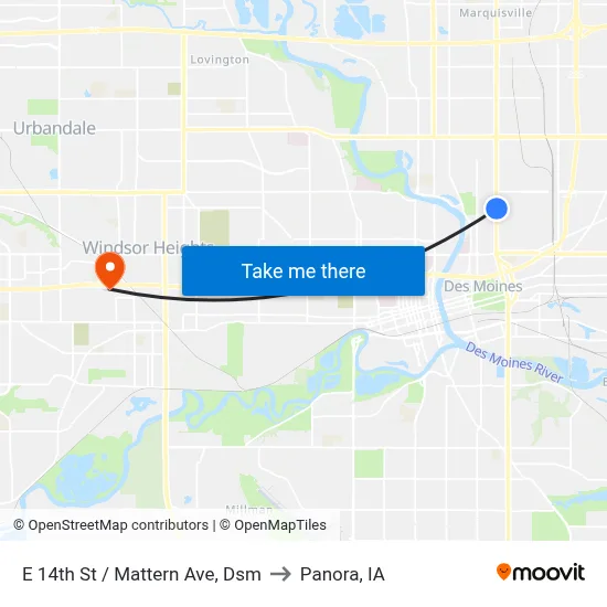 E 14th St / Mattern Ave, Dsm to Panora, IA map