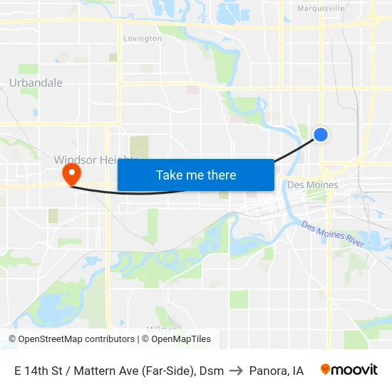 E 14th St / Mattern Ave (Far-Side), Dsm to Panora, IA map